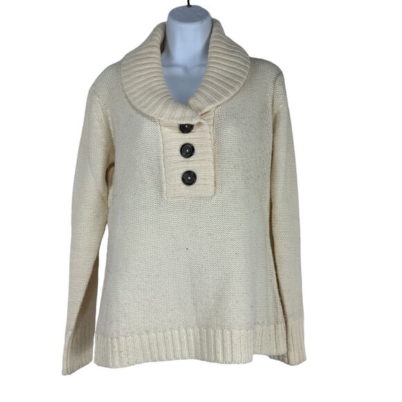 Natural Reflections Womens Cowl Neck Knit Pullover Sweater Size S Cream - Picture 1 of 7